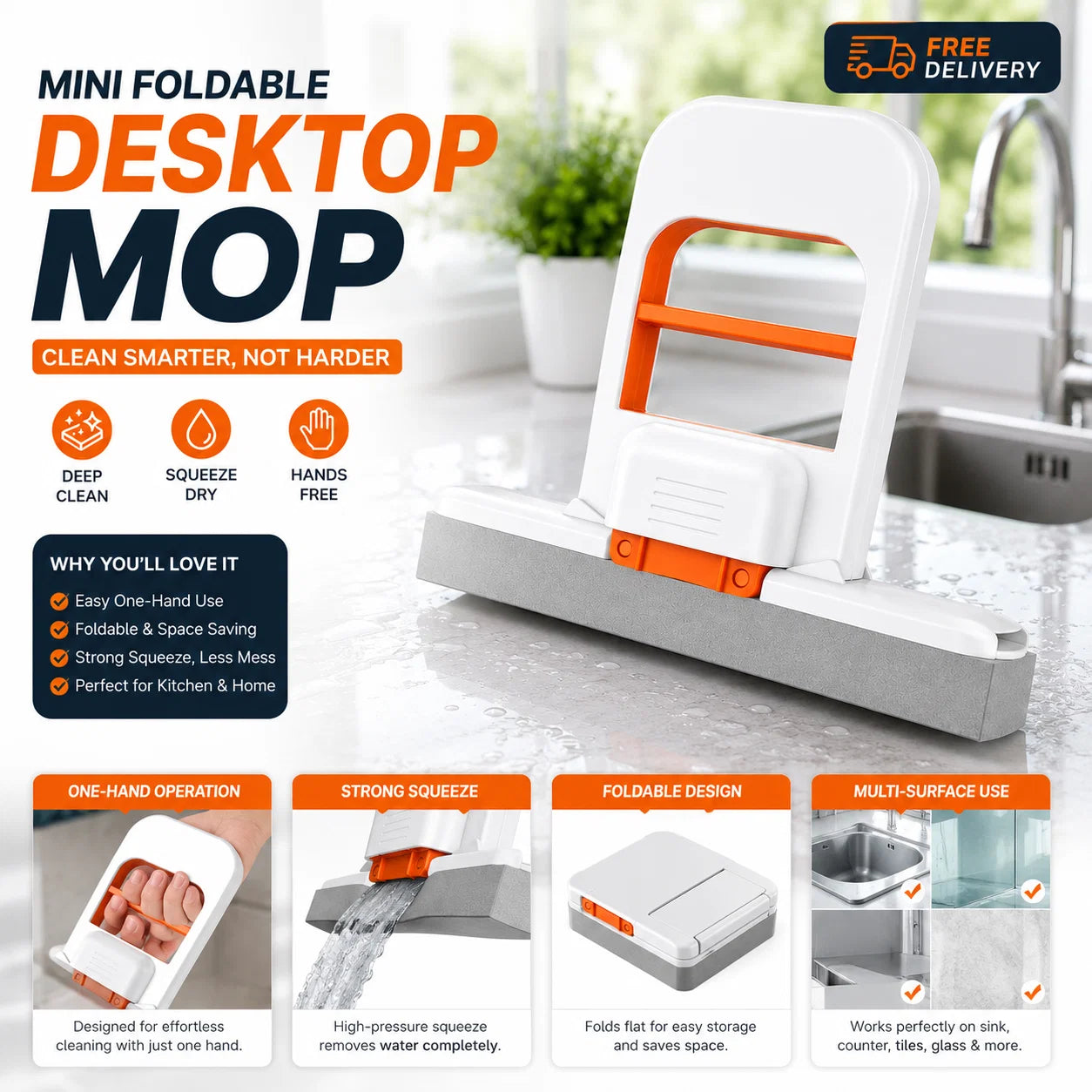 Foldable Mini Mop |Self‑Squeezing