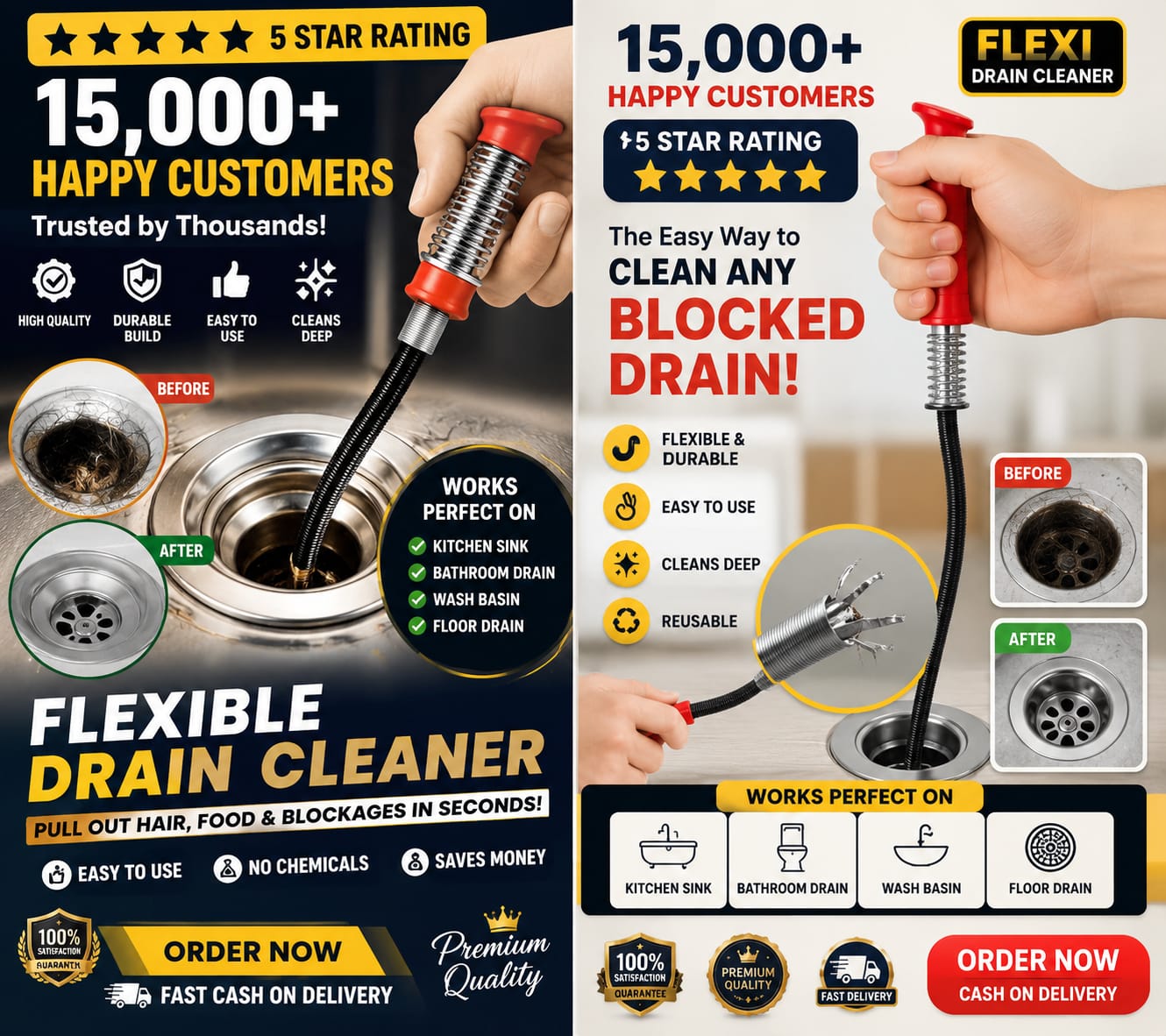 Stainless Steel Flexible Drain Cleaning Grabber Tool (3ft length)